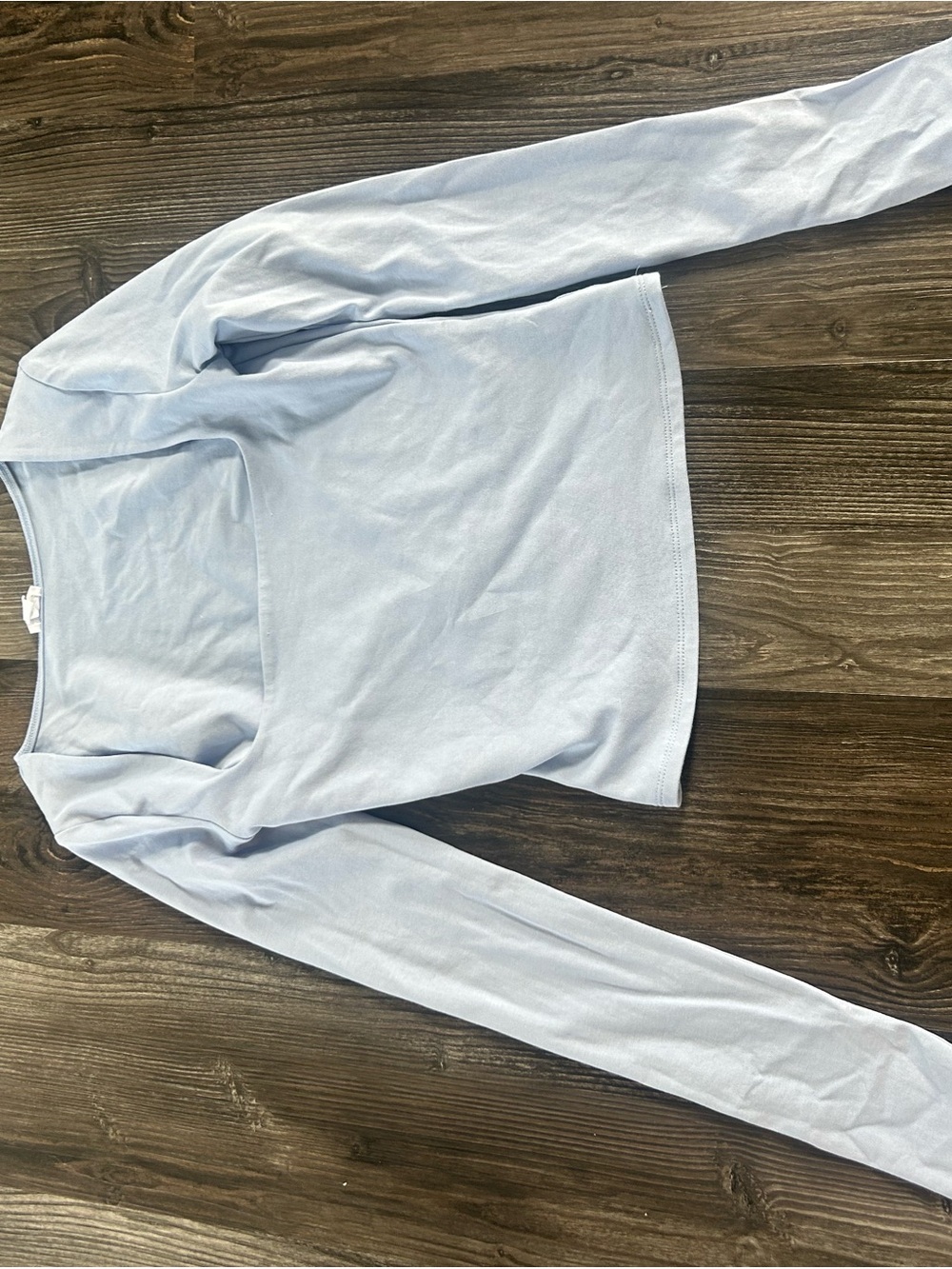 Garage Pale Blue Square Neck Long Sleeve Top